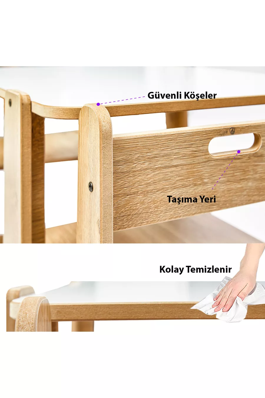Set de table et chaises d'activités en bois Montessori pour enfants de 2 à 4 ans (1 table + 2 chaises)