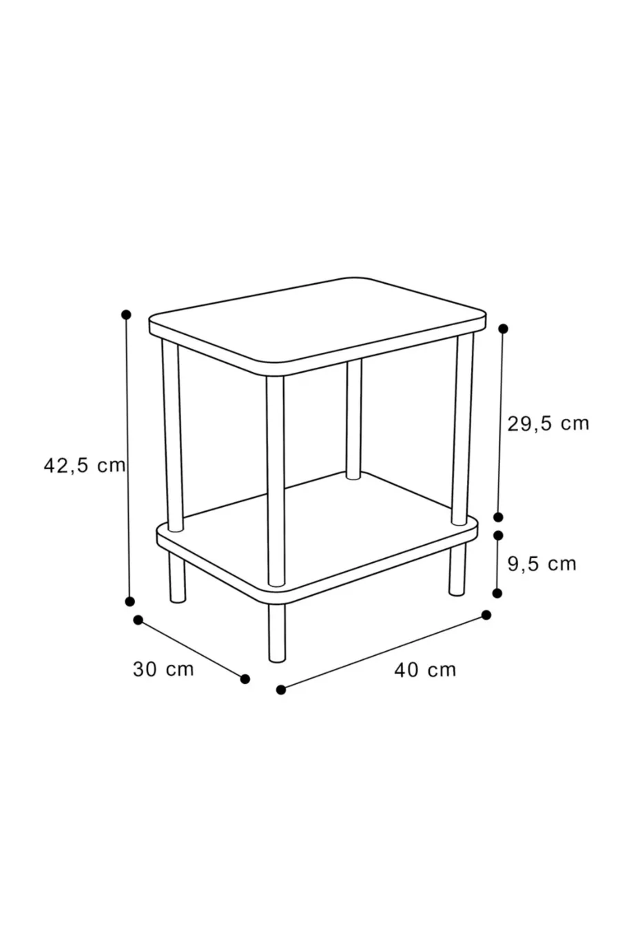 Table d'appoint latérale à 2 étagères avec large porte-journaux, bibliothèque, support pour fleurs, table de chevet, table de chevet polyvalente