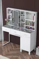 Rani Schminktisch mit Spiegeltür und Schublade, Schmuck-Organizer mit Haken, Weiß