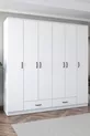 Rani  Großer Kleiderschrank mit 6 Türen, 2 Schubladen,  Regalen und 2 Kleiderstangen, Weiß
