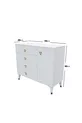 Commode moderne simple avec 4 tiroirs et 1 porte, blanc et doré