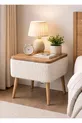 Nivo Drawer Nightstand, Modern Nightstand with Wooden Legs and Teddy Fabric Upholstery
