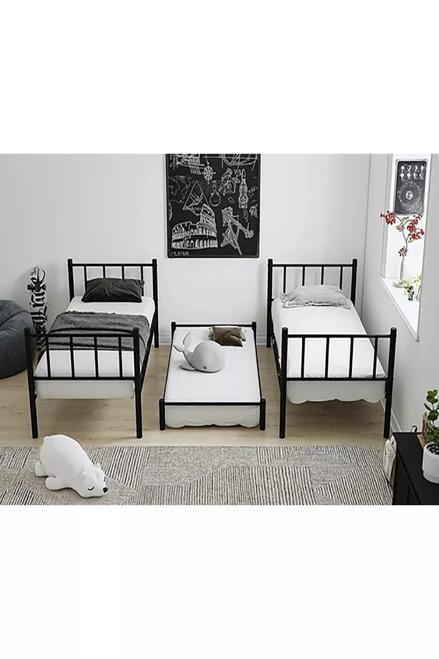 CHAMBRE D'ENFANT JEUNE AVEC LIT SUPERPOSÉ ET LIT EN MÉTAL ZAMBAK - x CM