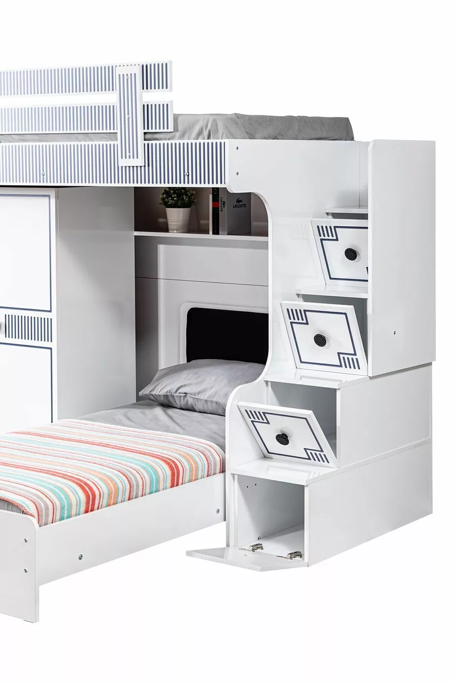 Etagenbett, Etagenbett mit Schreibtisch, 2 Comfort-Matratzen