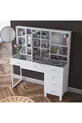 Coiffeuse avec tiroirs Rani à miroir et couvercle, organiseur de bijoux avec crochets, blanc