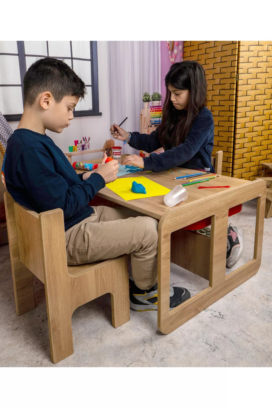 Table d'activités pour enfants - Table de jeu et d'étude pour enfants pour deux personnes