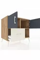 Commode Kronos avec 2 étagères, 1 tiroir, 2 portes, en pin anthracite/pierre de lune