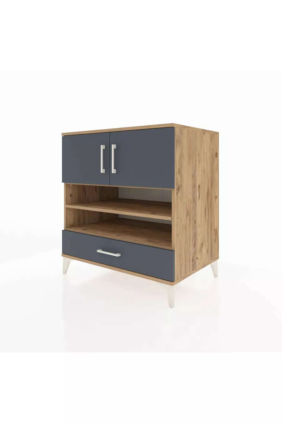 Kronos Dresser with 4 Shelves, 1 Drawer, 2 Doors, Pine-Anthracite