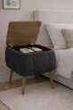 Comodino Lina Sandıklı, Comodino Moderno con Gambe in Legno Rivestito in Tessuto Teddy