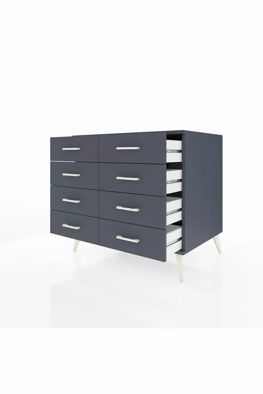 Commode Kronos 8 tiroirs Anthracite-Anthracite