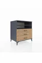 Commode Kronos à 2 étagères et 3 tiroirs Anthracite-Pin