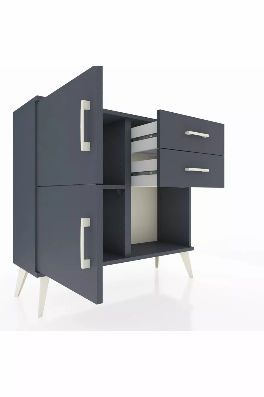 Комод Arges с одним шкафом, 2 ящиками и 2 дверцами, антрацит-антрацит