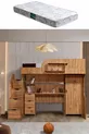 Lit superposé, litera avec armoire et bureau, noyer foncé, 1 matelas Comfort