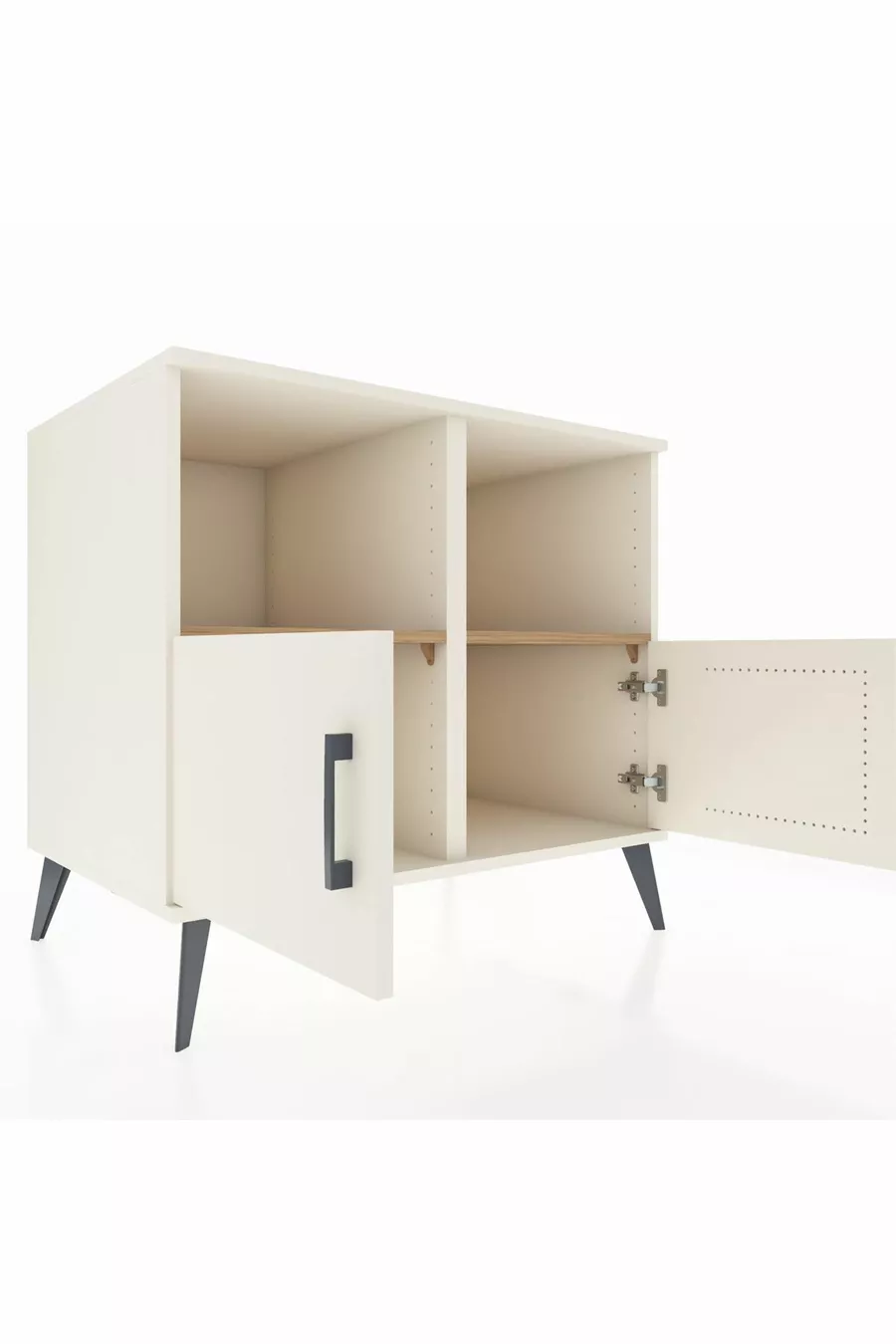 Commode Kronos 2 étagères 2 portes Pierre de lune/Pierre de lune/Pin