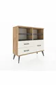 Commode Arges 4 étagères 3 tiroirs Pin-Anthracite/Marbre