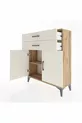 Commode Arges avec 2 étagères, 2 tiroirs et 2 portes, pin-pierre d'ardoise
