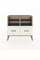 Commode Arges 4 étagères 2 tiroirs Pin-Anthracite/Gris pierre