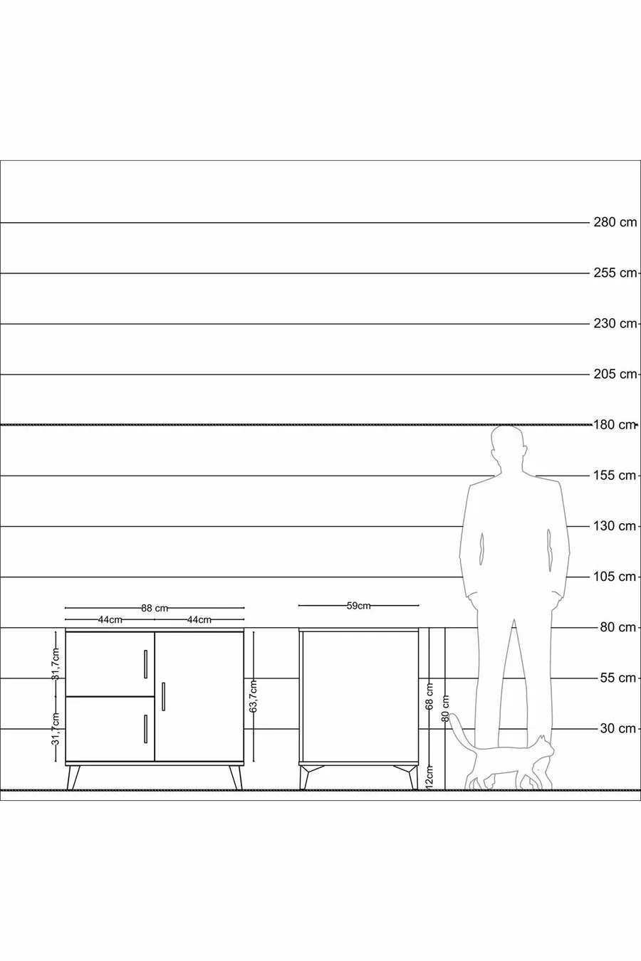 Kronos Dresser 2 Shelves 3 Doors Moonstone-Anthracite