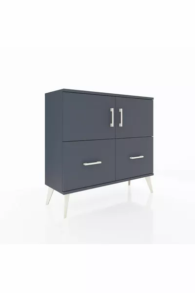 Arges Dresser with 2 Shelves, 2 Drawers, and 2 Doors, Anthracite-Anthracite