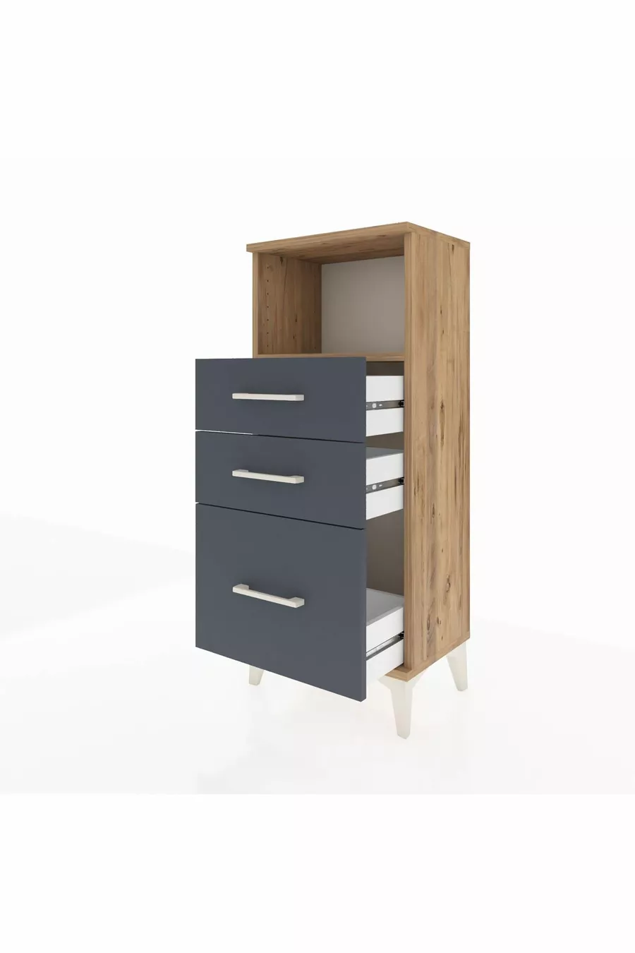 Arges Commode Single Shelf 3 Drawers Pine-Anthracite