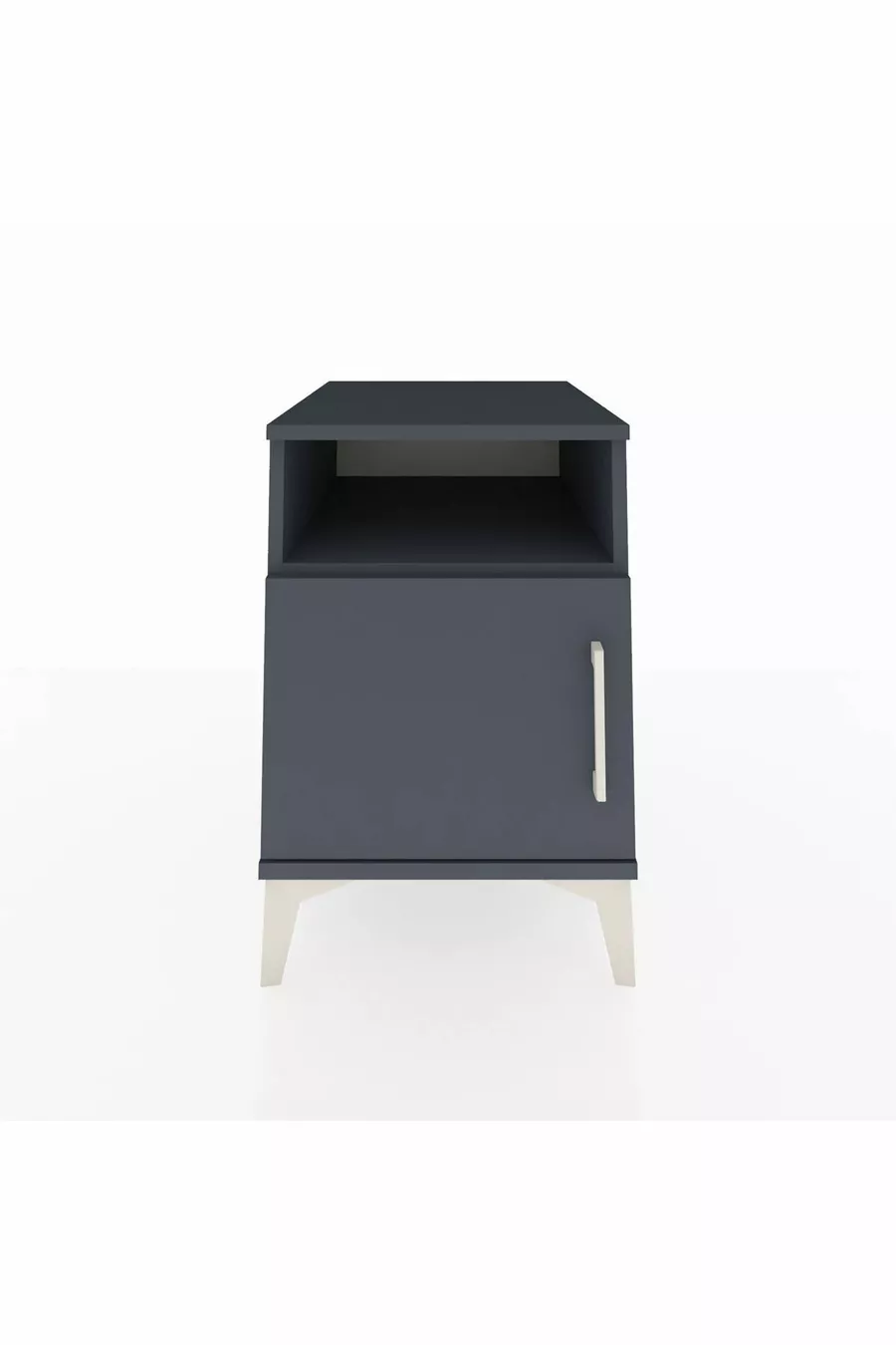 Table de chevet Kronos avec 2 étagères et 1 porte Anthracite-Anthracite