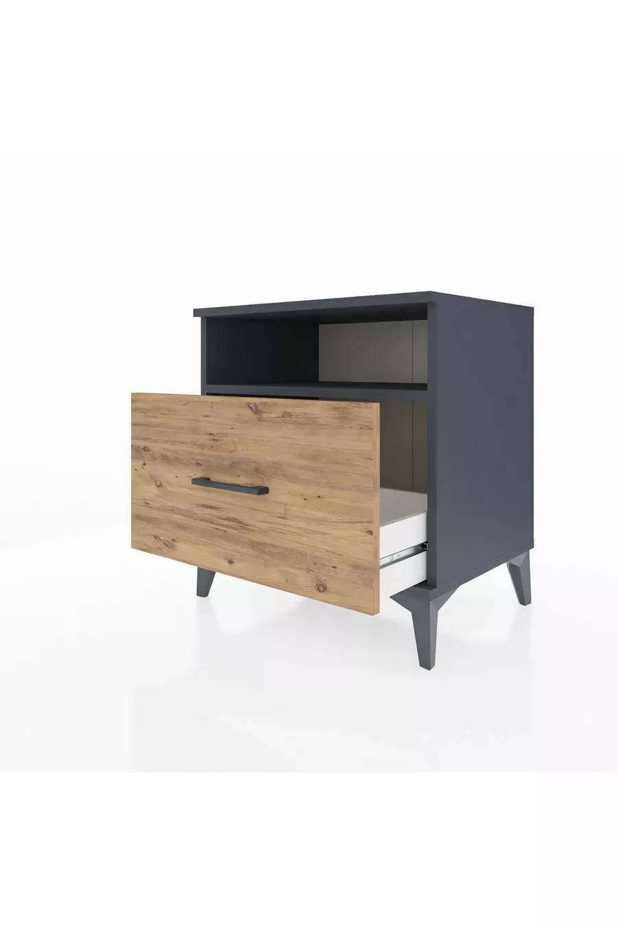 Commode Hyperion à une étagère et un tiroir Anthracite-Cèdre