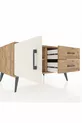 Commode Kronos avec une seule étagère, 2 tiroirs et une porte, Pin-Pierre d'Ay