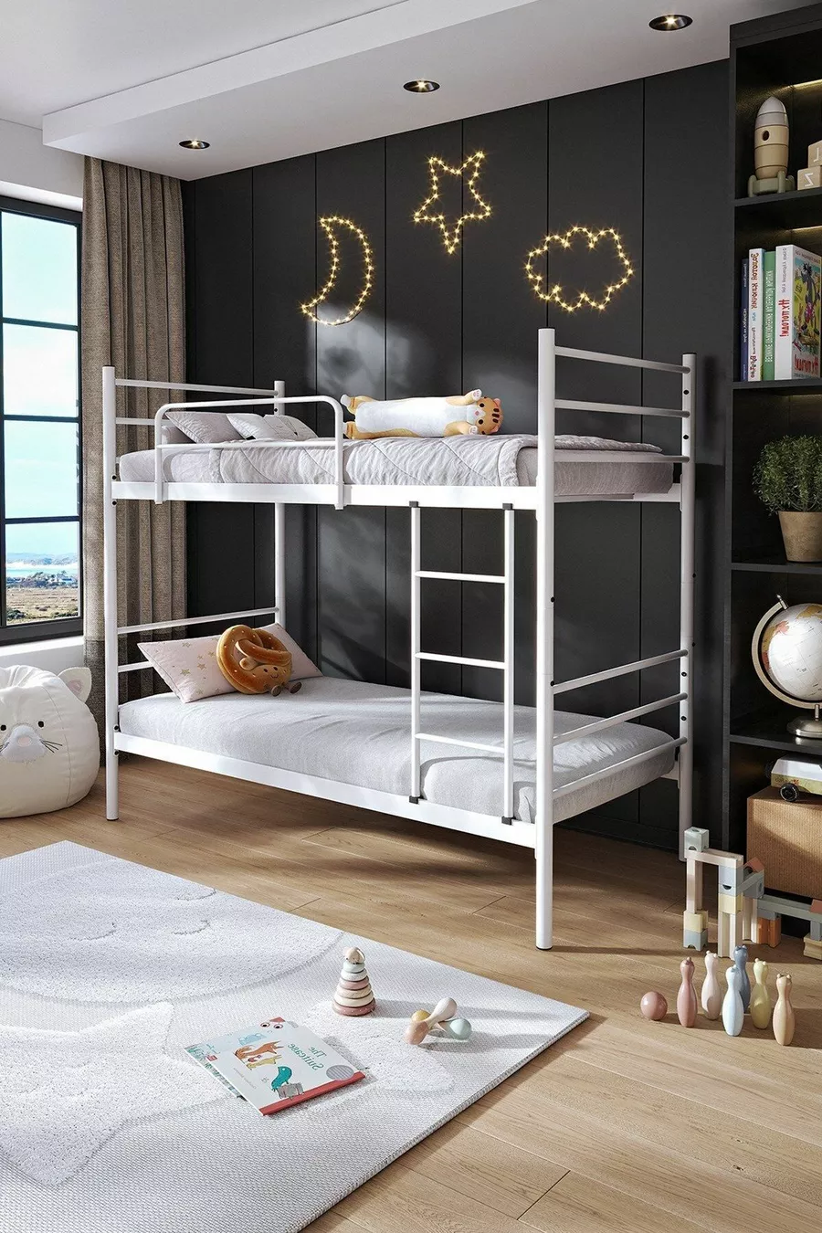 Lit superposé Trend compatible avec matelas, métal blanc séparables