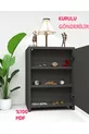 Table de chevet Bifur avec compartiment secret, MDF, livré assemblé, pas besoin de montage