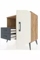 Commode Hyperion avec 2 étagères, 2 tiroirs et 1 porte, en pin et gris anthracite