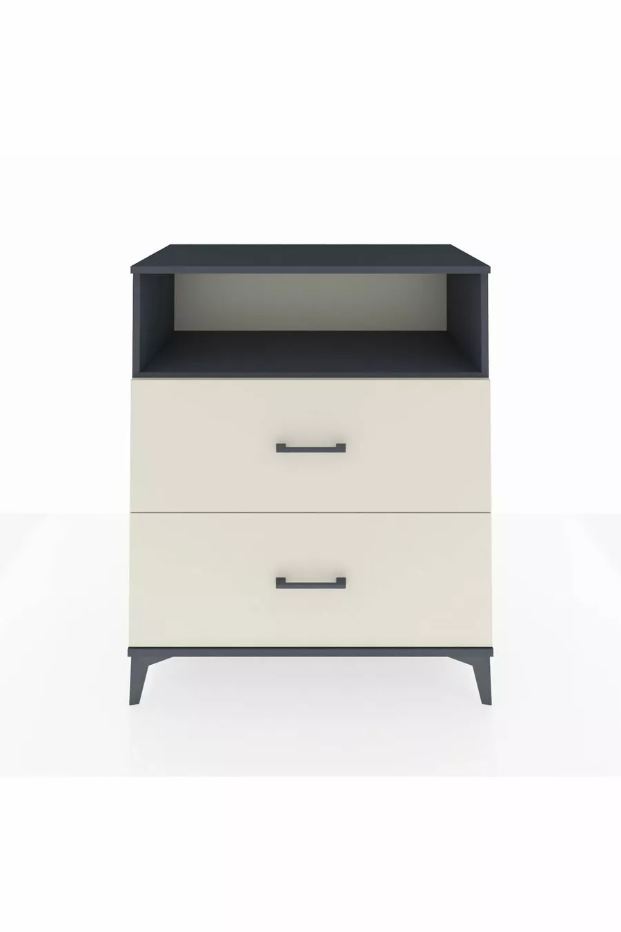 Commode Hyperion à une étagère et 2 tiroirs Anthracite-Pierre de Lune