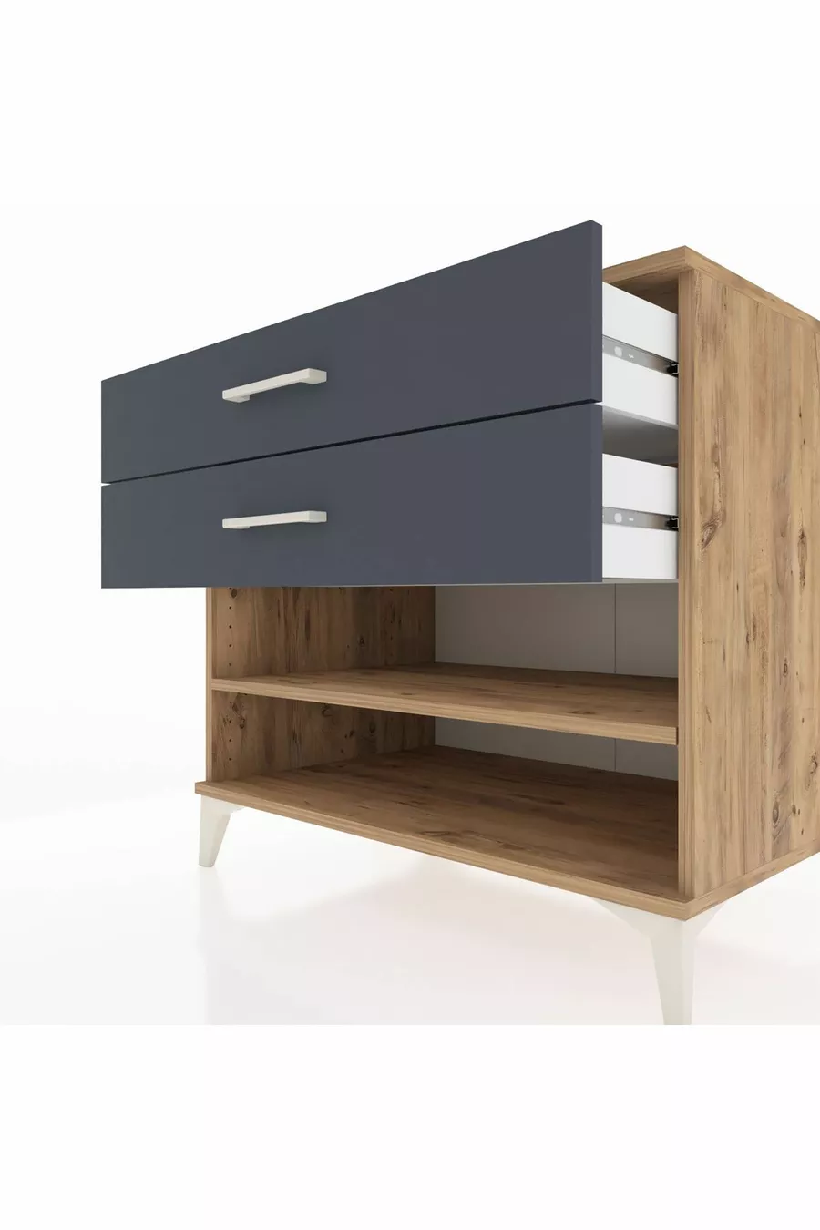 Kronos Kommode Ein Regal 2 Schubladen Kiefer-Anthrazit