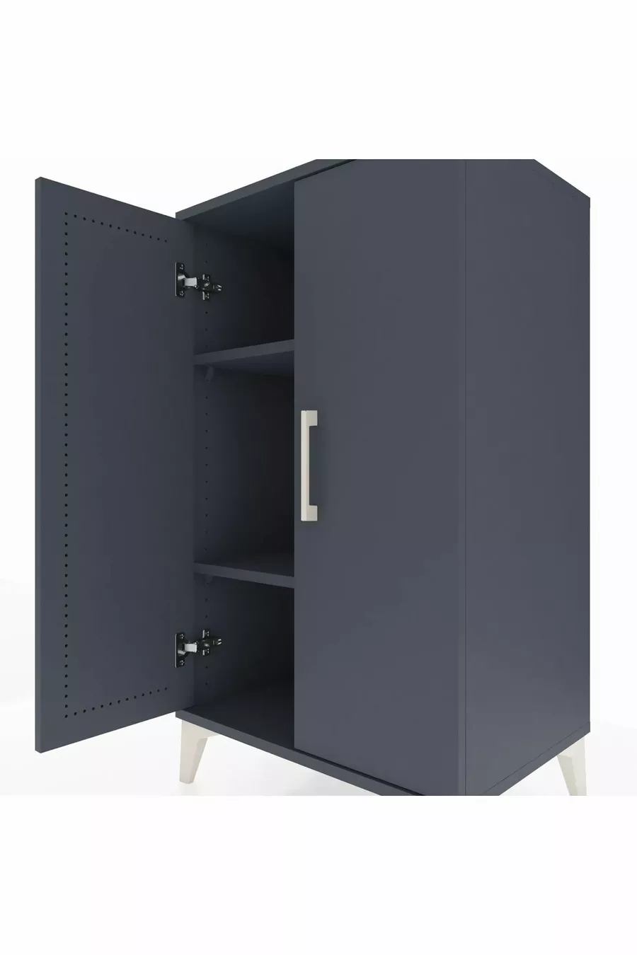 Commode Hyperion 2 étagères 2 portes Anthracite-Anthracite