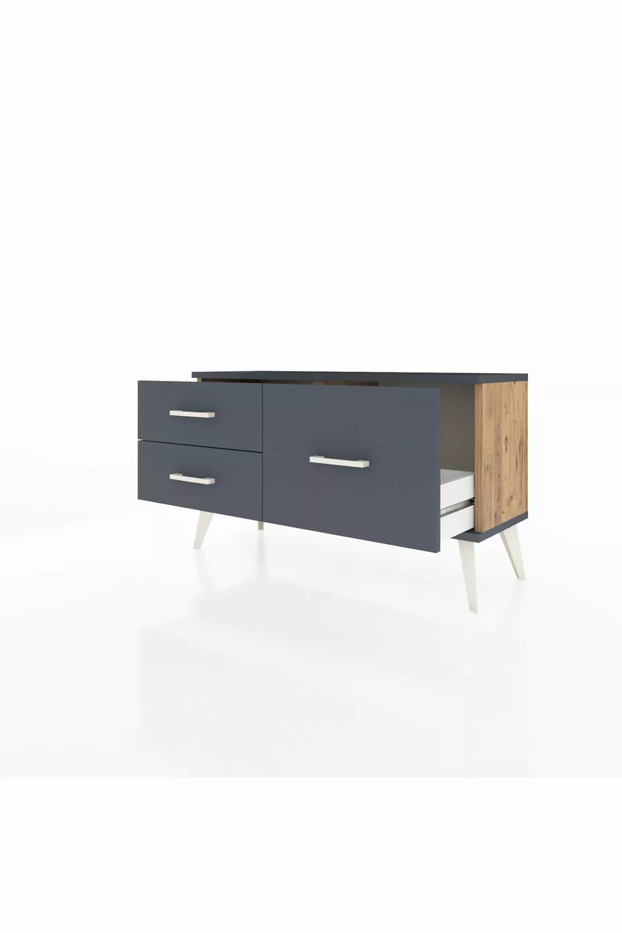 Commode Arges 3 étagères Pin-Anthracite