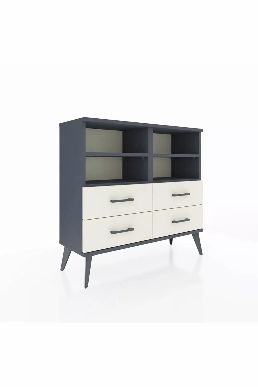 Arges Dresser 4 Shelves 4 Drawers Anthracite-Anthracite/Moonstone