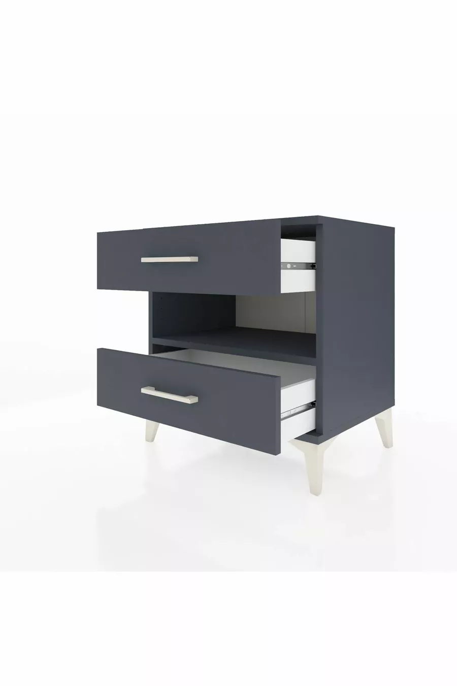 Hyperion Nightstand with Single Shelf and 2 Drawers Anthracite-Anthracite