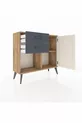 Commode Arges avec une seule étagère, 2 tiroirs et une porte, pin-gris anthracite