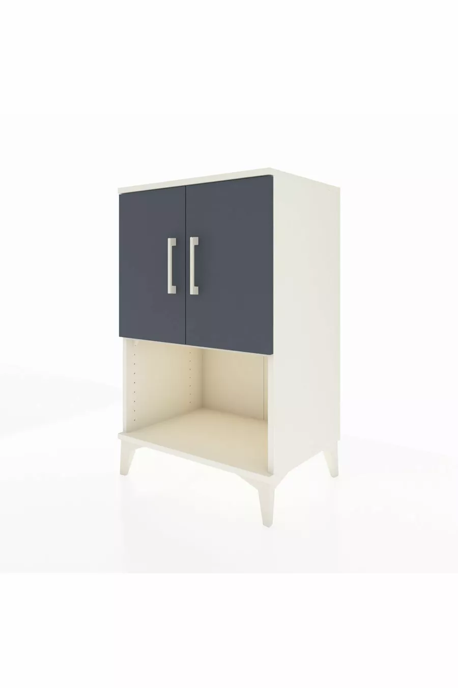 Commode Hyperion 2 étagères 2 portes Pierre de lune-Anthracite