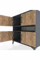 Commode Hyperion 2 étagères 4 portes Anthracite-Pin