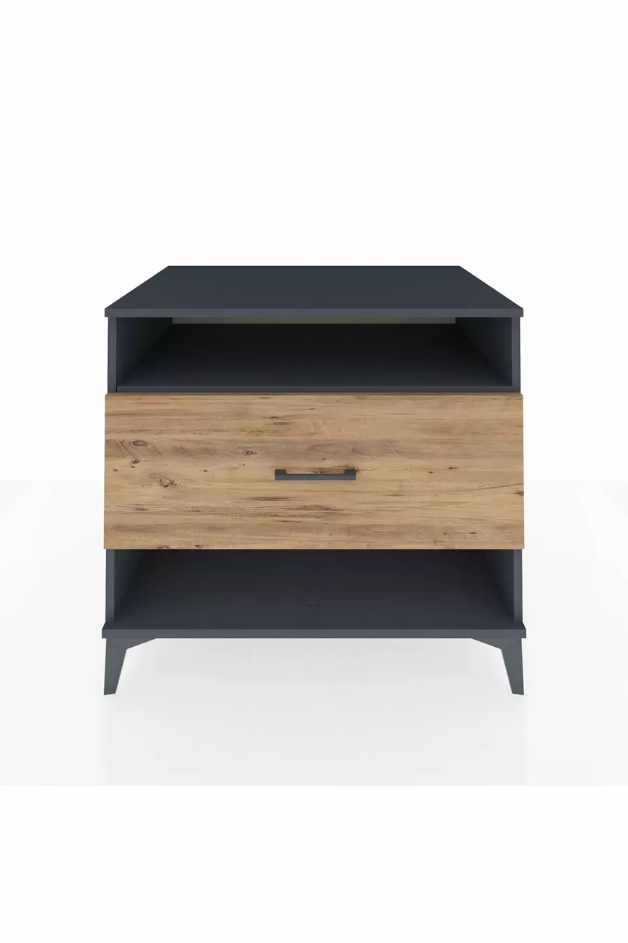 Commode Kronos à une étagère et un tiroir Anthracite-Épicéa