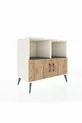 Commode Hyperion 2 étagères 2 portes Pierre de lune-Pin/Anthracite