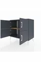 Commode Hyperion 2 étagères 4 portes Anthracite-Anthracite/Sapin