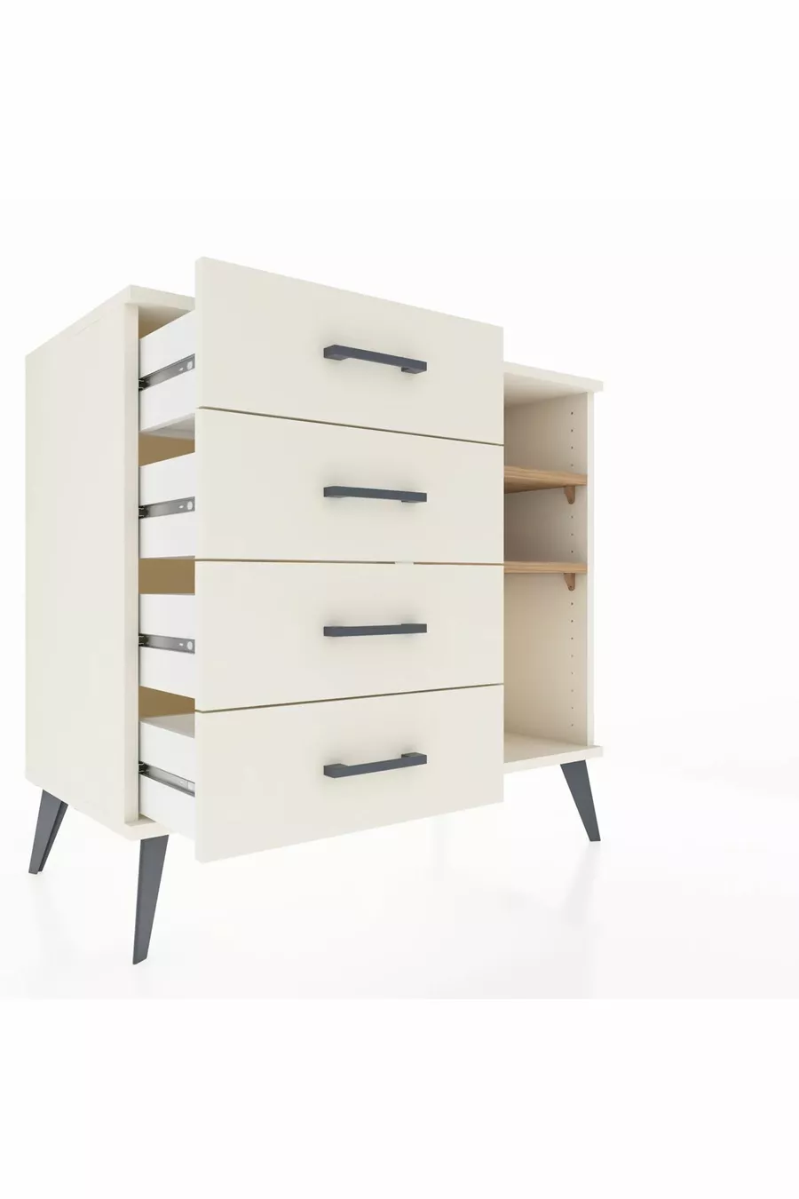 Hyperion Dresser 2 Shelves 4 Drawers Moonstone-Pine/Moonstone