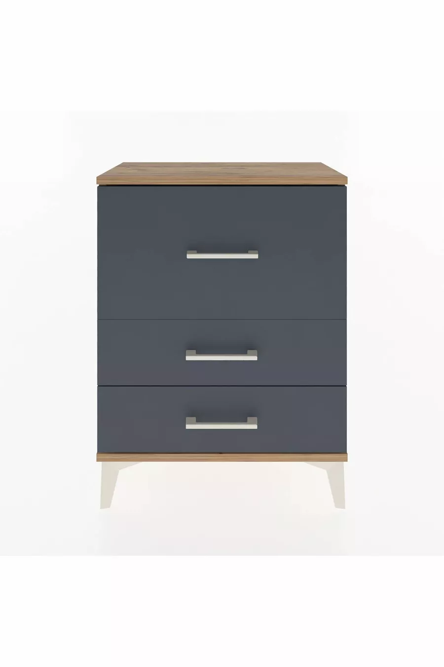 Table de chevet Arges à 3 tiroirs Pin-Anthracite