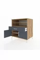 Commode Kronos 3 étagères 1 tiroir 2 portes Pin-Anthracite