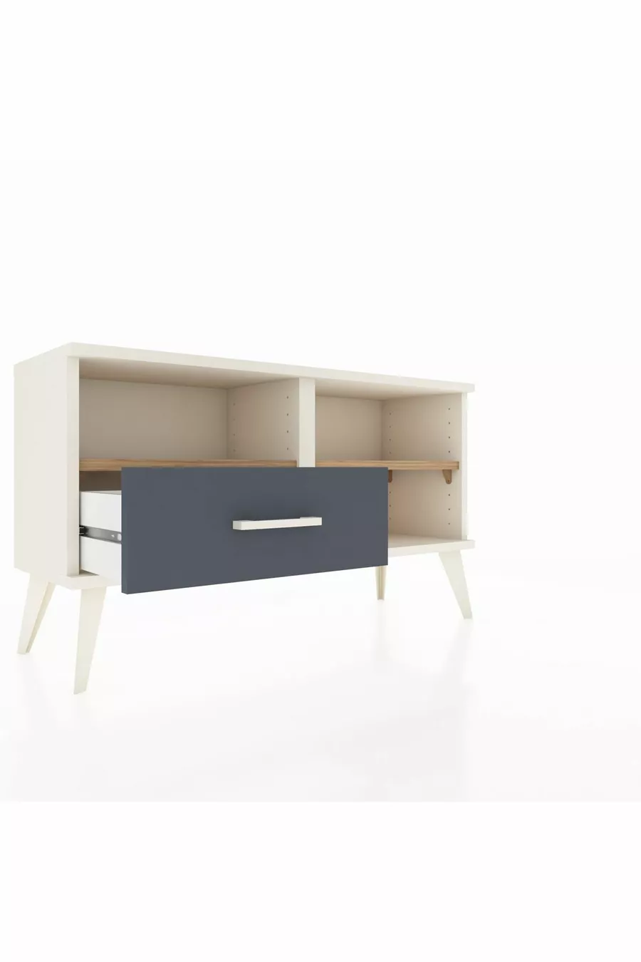 Commode Arges 2 étagères 1 tiroir Pierre de lune/Pin/Anthracite