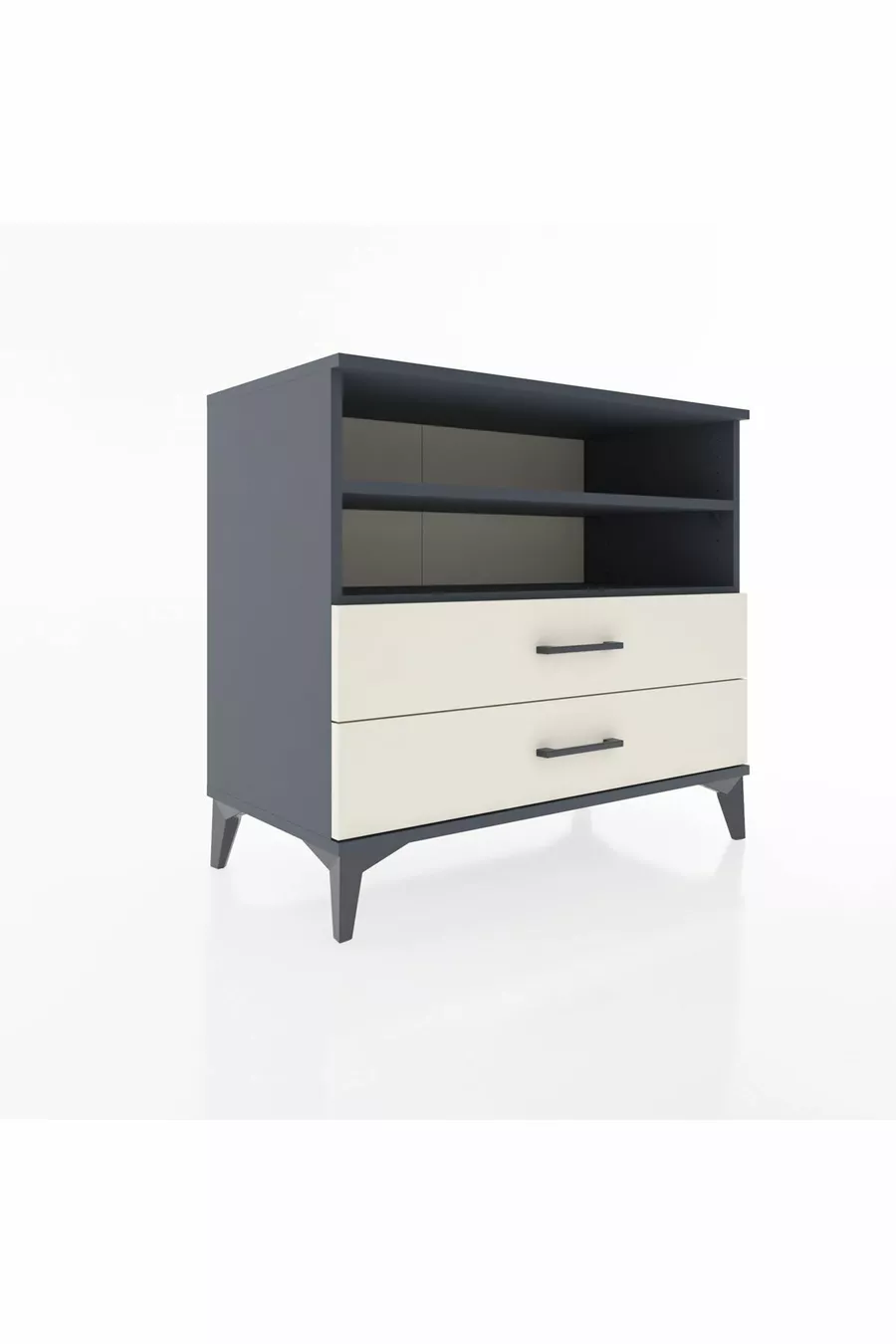 Commode Hyperion 2 étagères 2 tiroirs Anthracite-Pierre de Lune