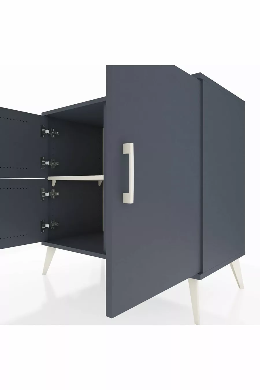 Hyperion Kommode 2 Regale 3 Türen Anthrazit-Anthrazit/Steingrau