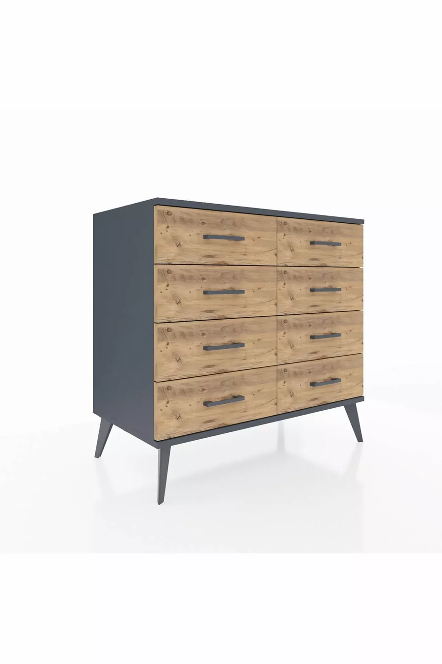 Commode Hyperion 8 tiroirs Anthracite-Anthracite/Sapin