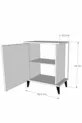 Commode spacieuse & Buffet d'une porte avec 2 étagères, organisateur de chevet pour chambre à coucher - Pin